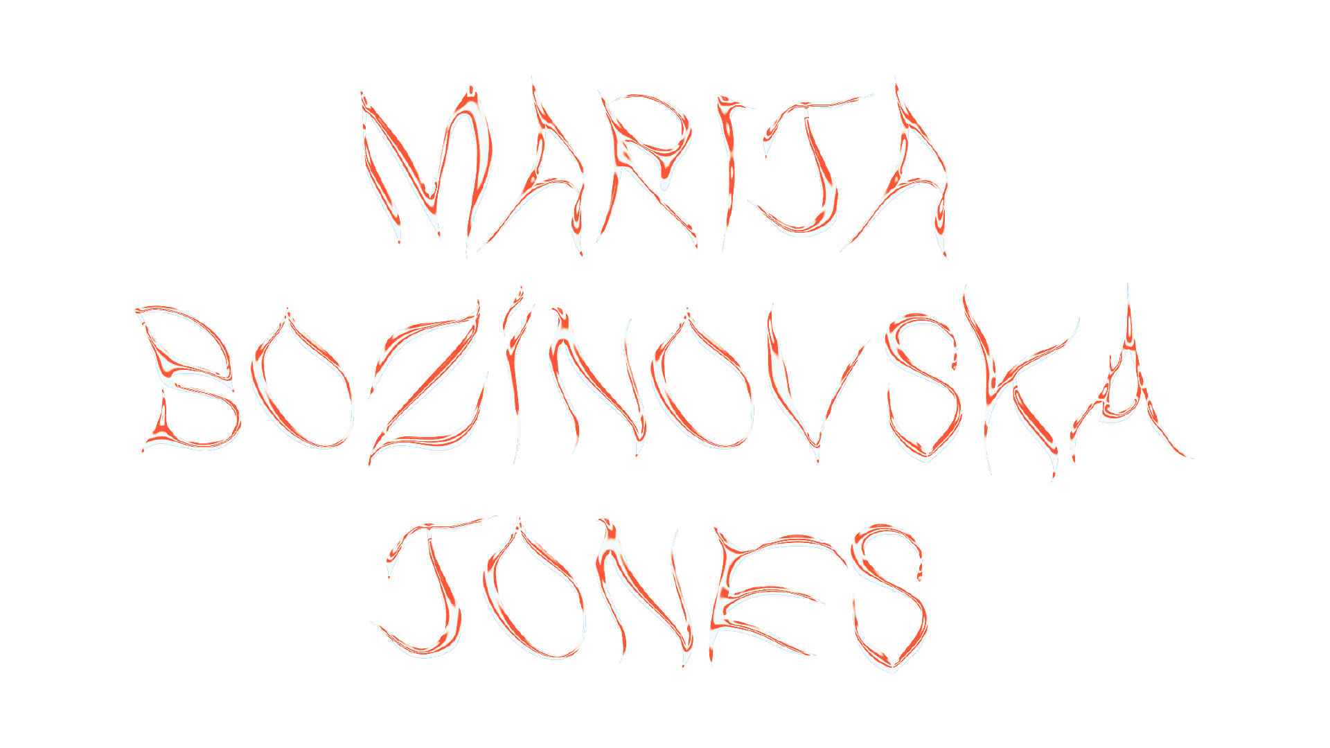 Orange metalic shiny text reading Marija Bozinovska Jones